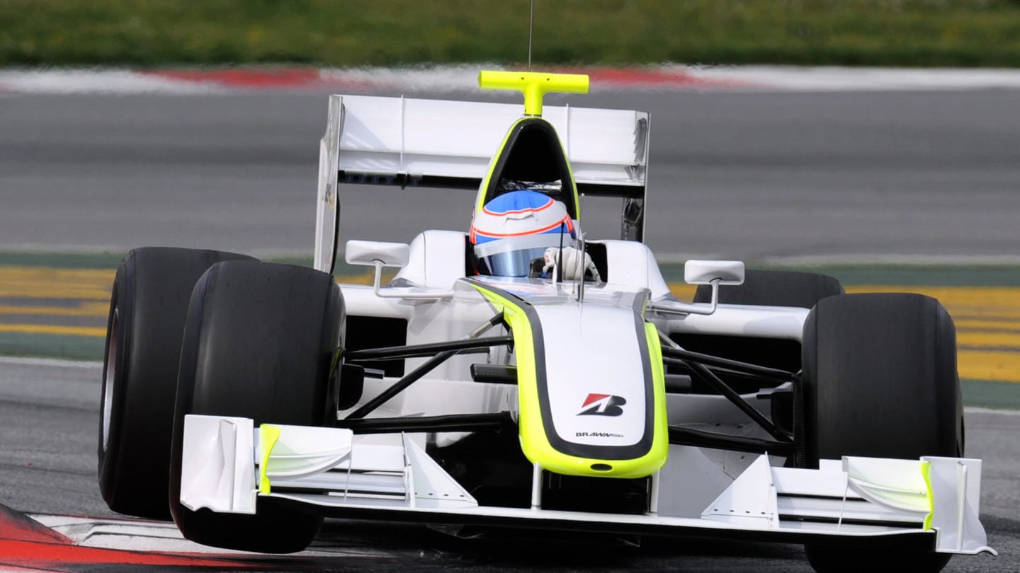 British Formula One driver Jenson Button of Brawn GP drives during a training session on March 9,