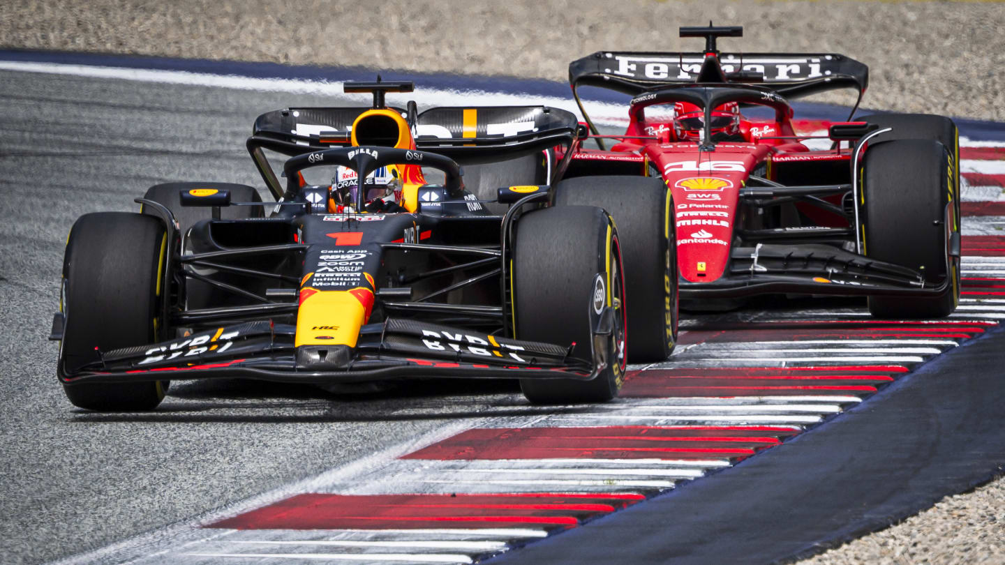 SPIELBERG, AUSTRIA - 2023/07/02: Oracle Red Bull Racing's Dutch driver Max Verstappen (front) and