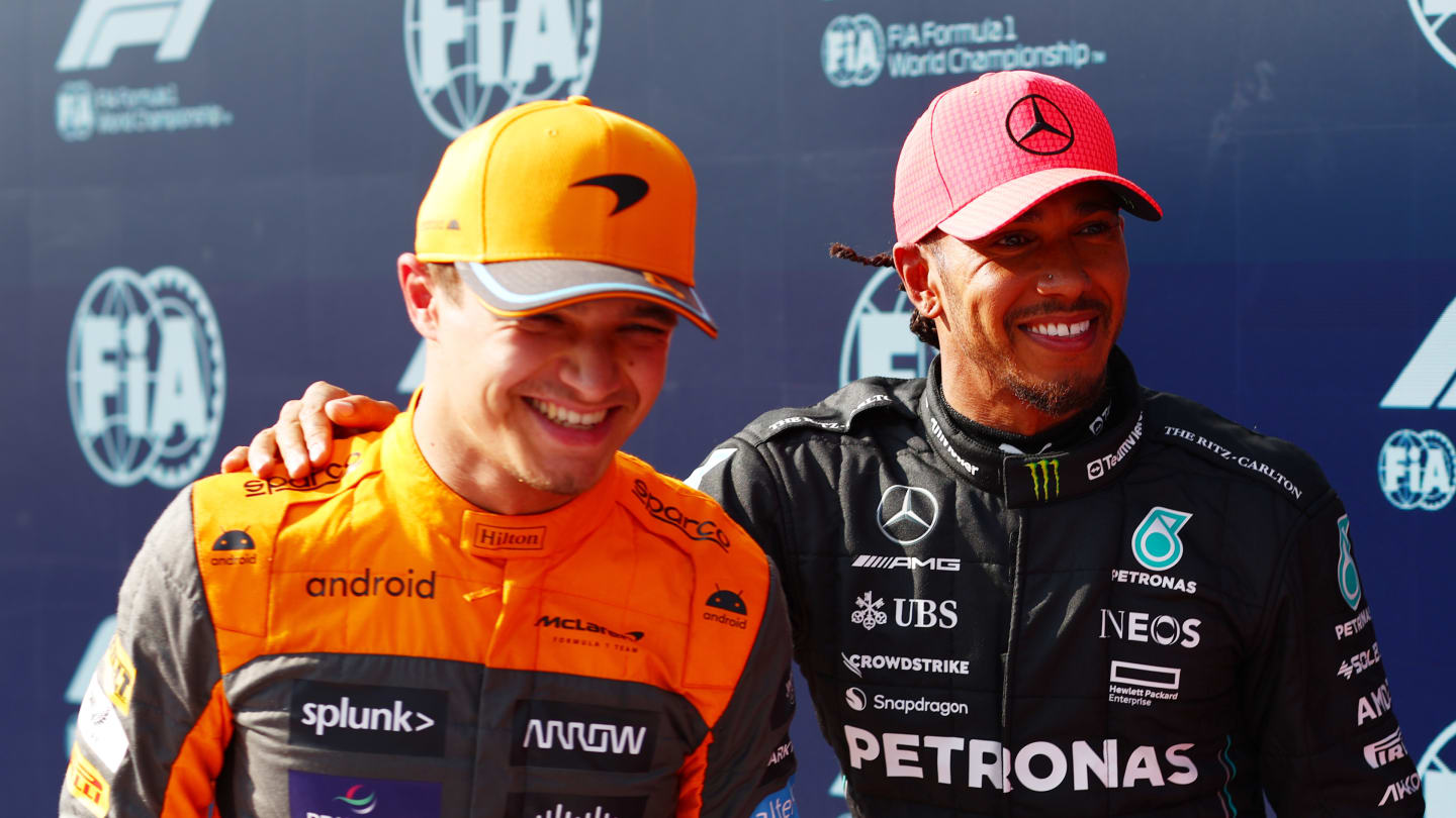 BUDAPEST, HUNGARY - JULY 22: Pole position qualifier Lewis Hamilton of Great Britain and Mercedes