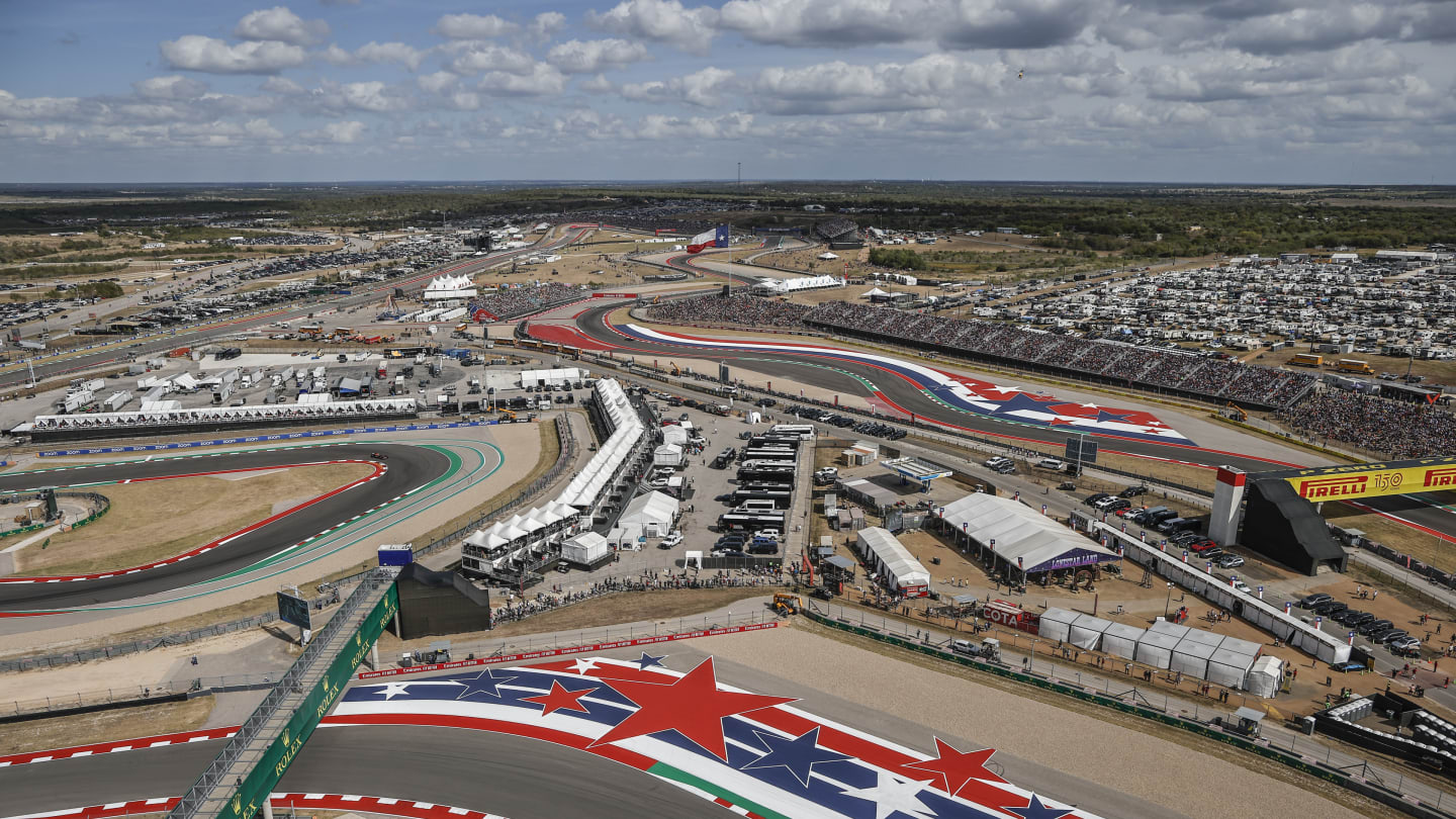 General view of Austin circuit full of spectators with attendance record during the F1 Grand Prix