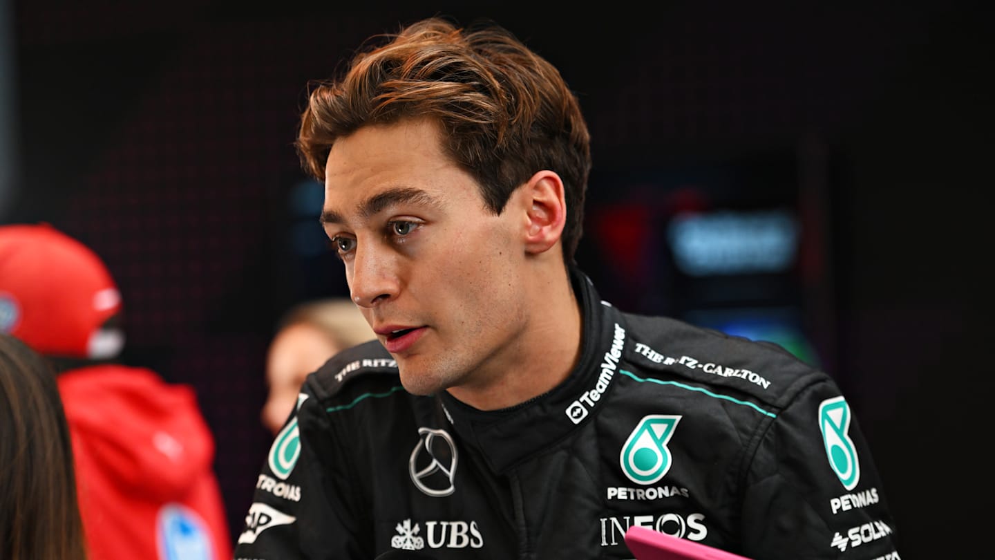 SAO PAULO, BRAZIL - NOVEMBER 03: 4th placed George Russell of Great Britain and Mercedes talks to