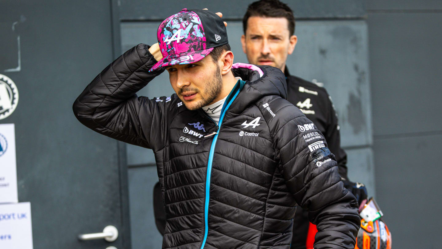 NORTHAMPTON, ENGLAND - JULY 7: Esteban Ocon of France and Alpine F1 team leaving the FIA garage