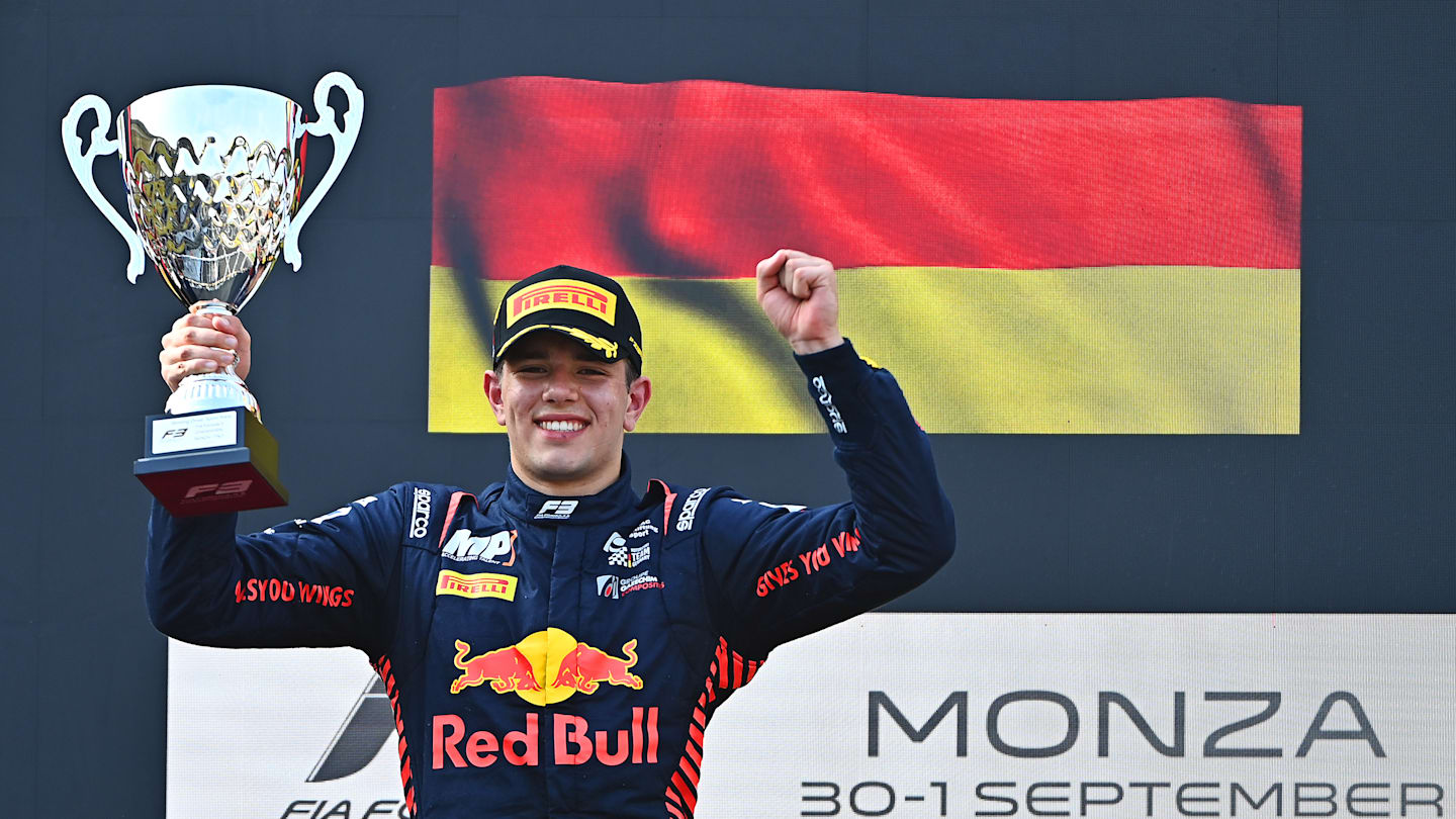 MONZA, ITALY - AUGUST 31: Race winner Tim Tramnitz of Germany and MP Motorsport (7) celebrates on