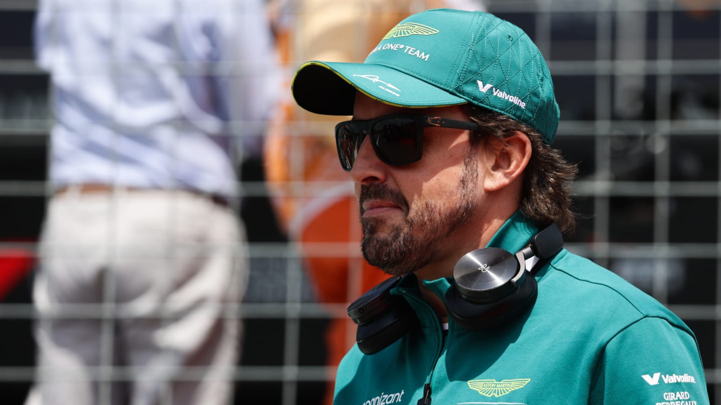 Fernando Alonso of Aston Martin Aramco at drivers parade before the Formula 1 Emilia-Romagna Grand