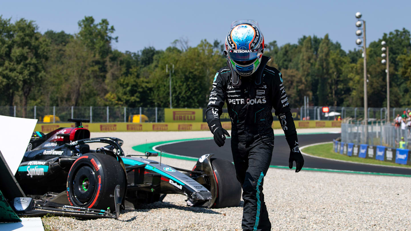 MONZA, ITALY - AUGUST 30:  Andrea Kimi Antonelli of Italy and Mercedes AMG walks away after