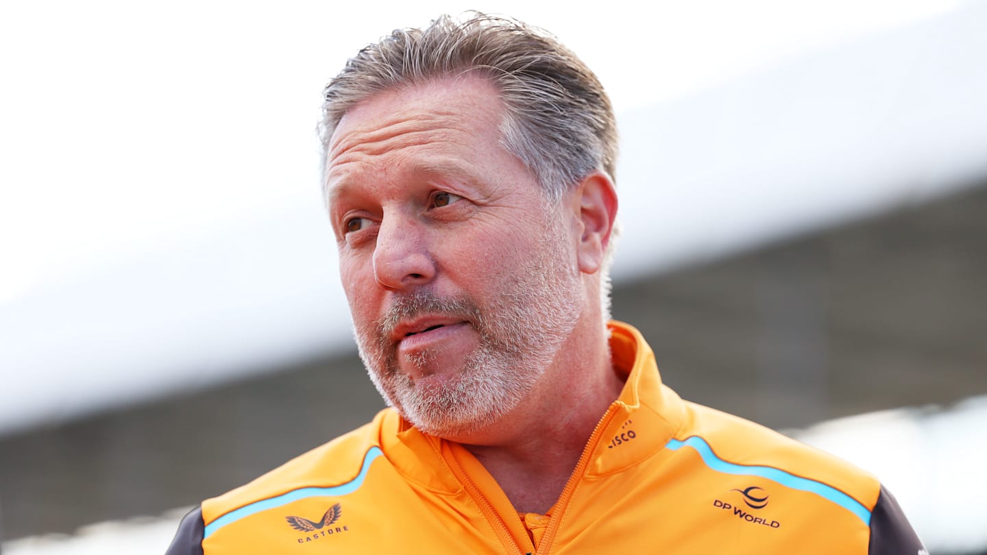 NORTHAMPTON, ENGLAND - JULY 06: McLaren Chief Executive Officer Zak Brown walks on the grid prior