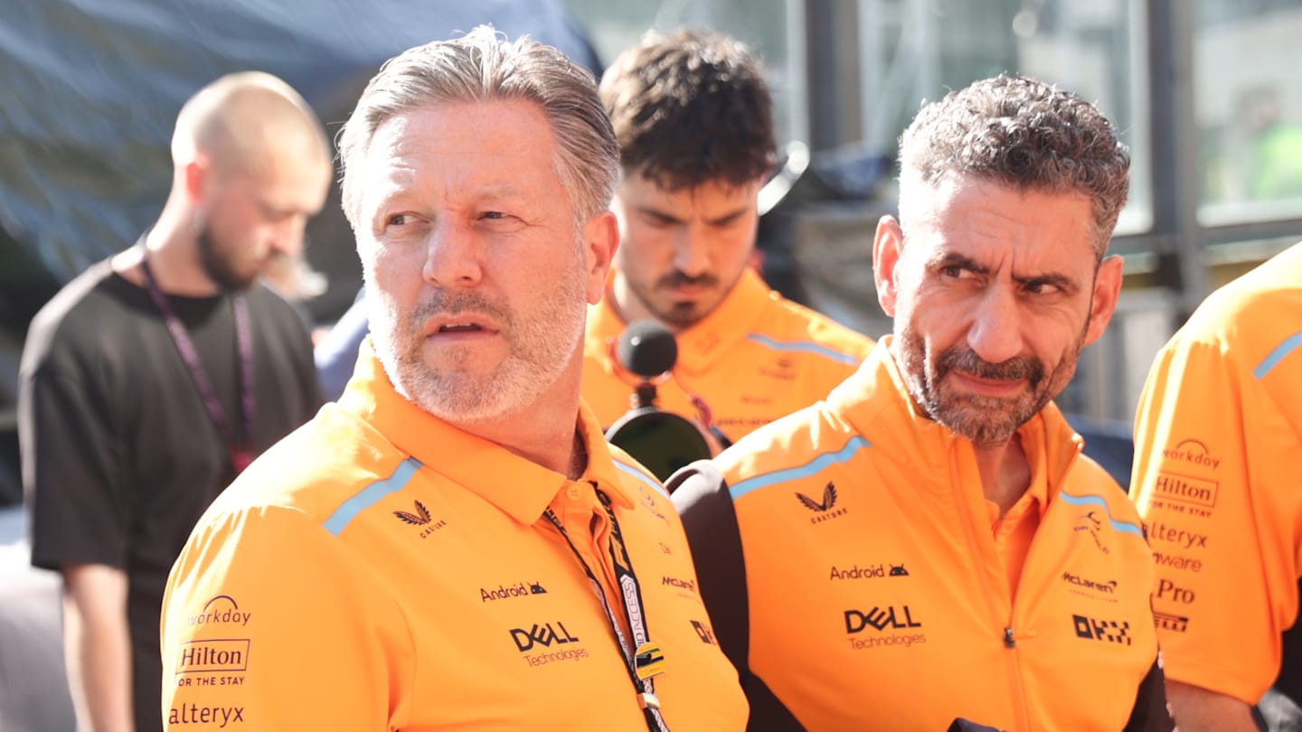 Zak Brown and Andrea Stella after the Formula 1 Belgian Grand Prix at Spa-Francorchamps in Spa,