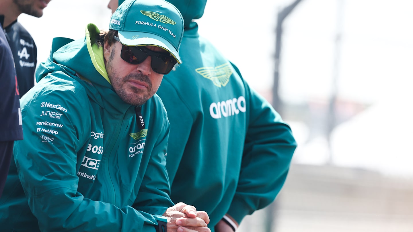 ZANDVOORT, NETHERLANDS - AUGUST 23: Fernando Alonso of Spain and Aston Martin F1 Team looks on from