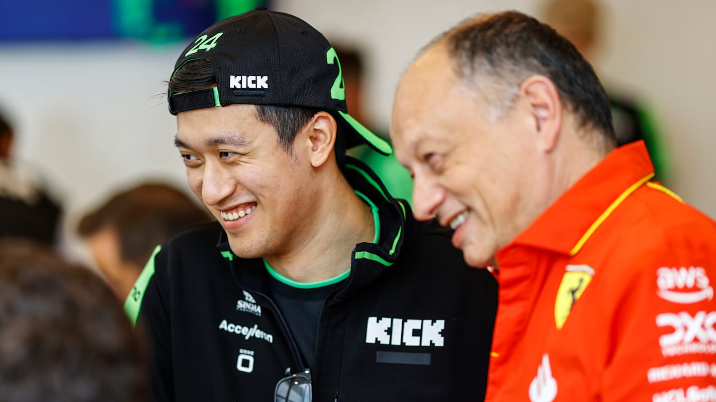 SPA, BELGIUM - JULY 25: Zhou Guanyu, Stake F1 Team Kick Sauber, and Frederic Vasseur, Team