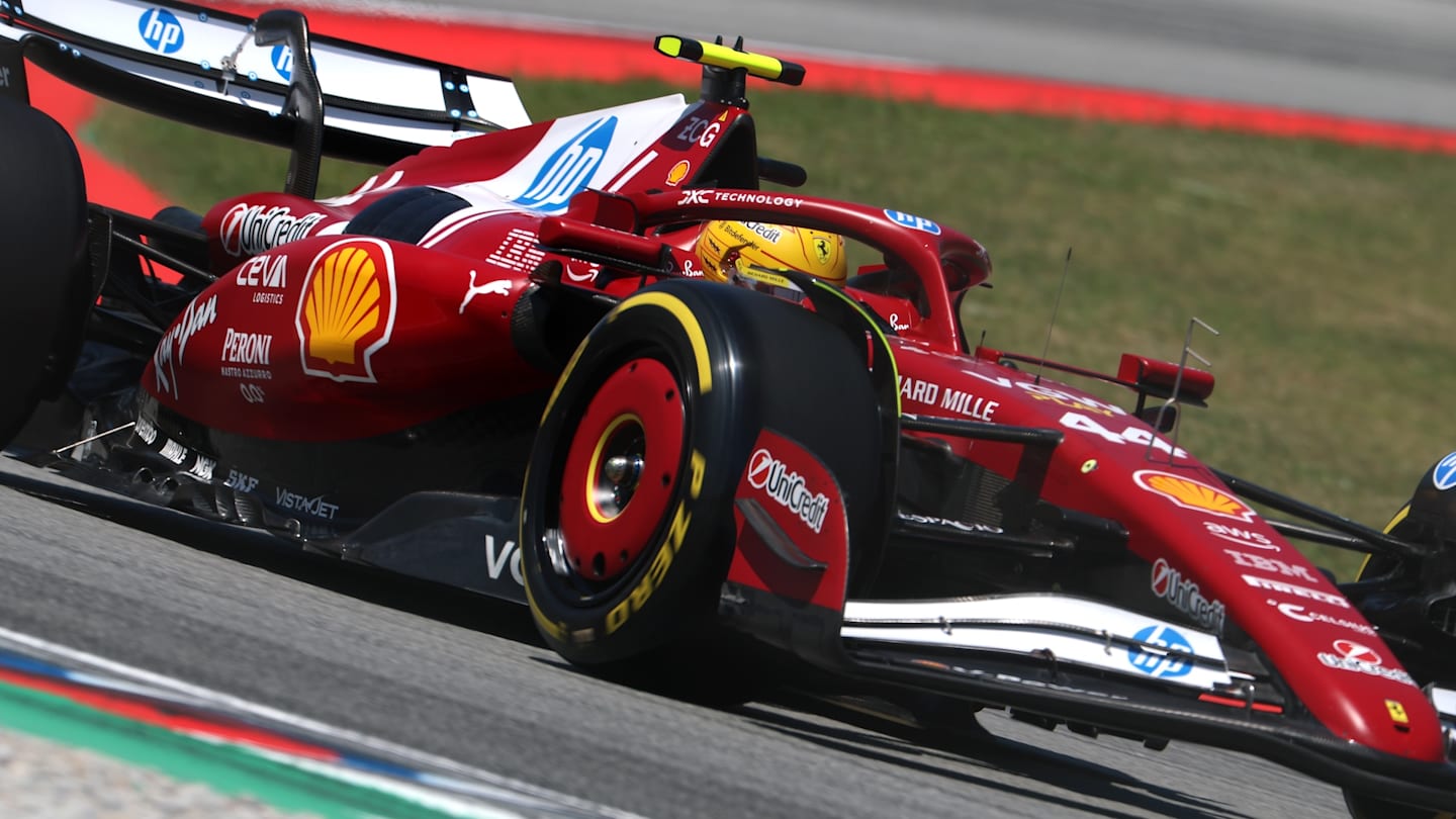 BARCELONA, SPAIN - MAY 31: Lewis Hamilton of Great Britain driving the (44) Scuderia Ferrari SF-25