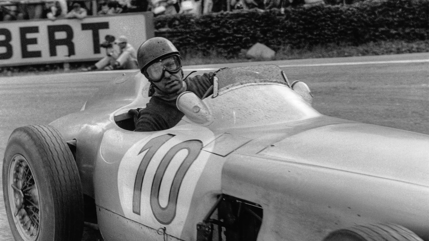 Juan Manuel Fangio, Mercedes W196, Grand Prix of Belgium, Spa Francorchamps, 05 June 1955. (Photo