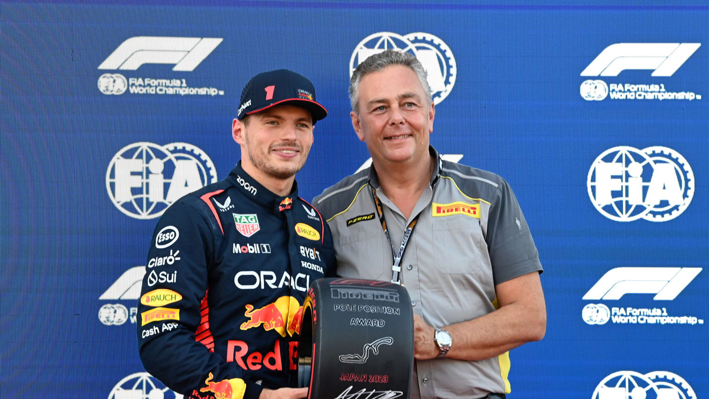 SUZUKA, JAPAN - SEPTEMBER 23: Pole man Max Verstappen, Red Bull Racing, receives his Pirelli Pole