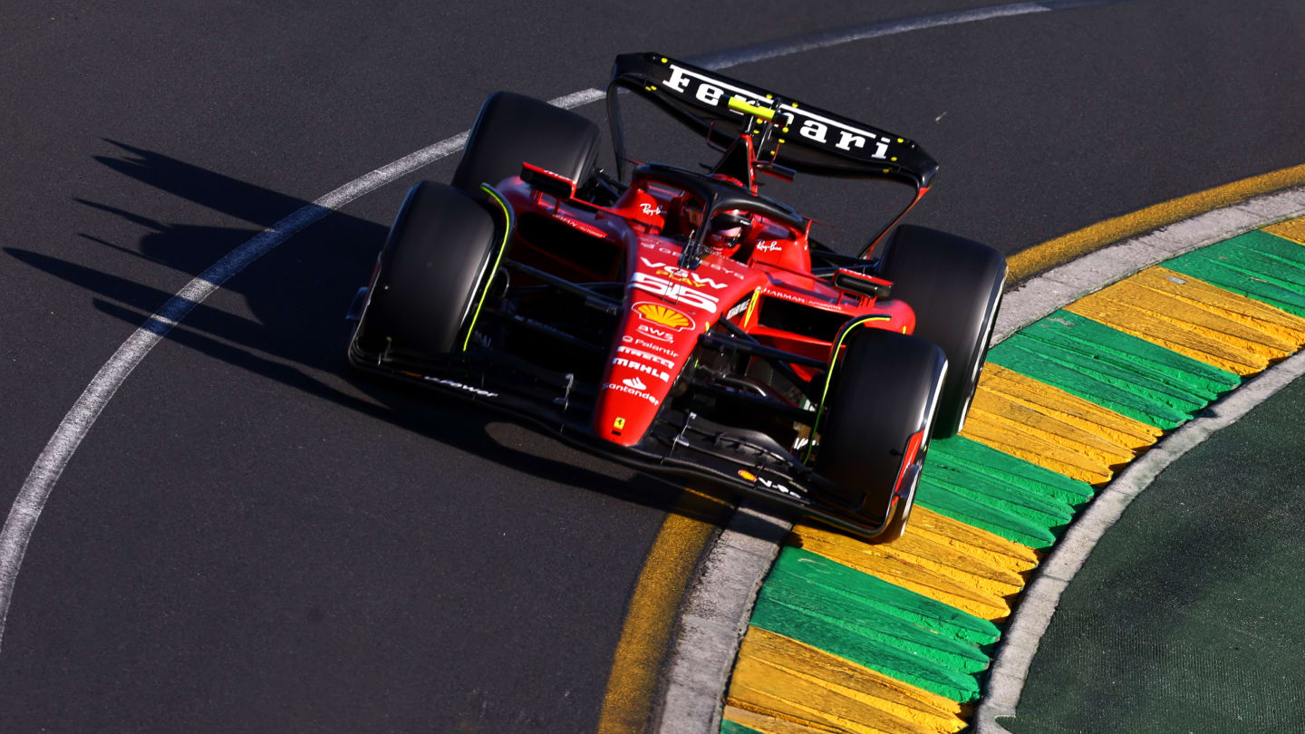 MELBOURNE, AUSTRALIA - APRIL 02: Carlos Sainz of Spain driving (55) the Ferrari SF-23 on track