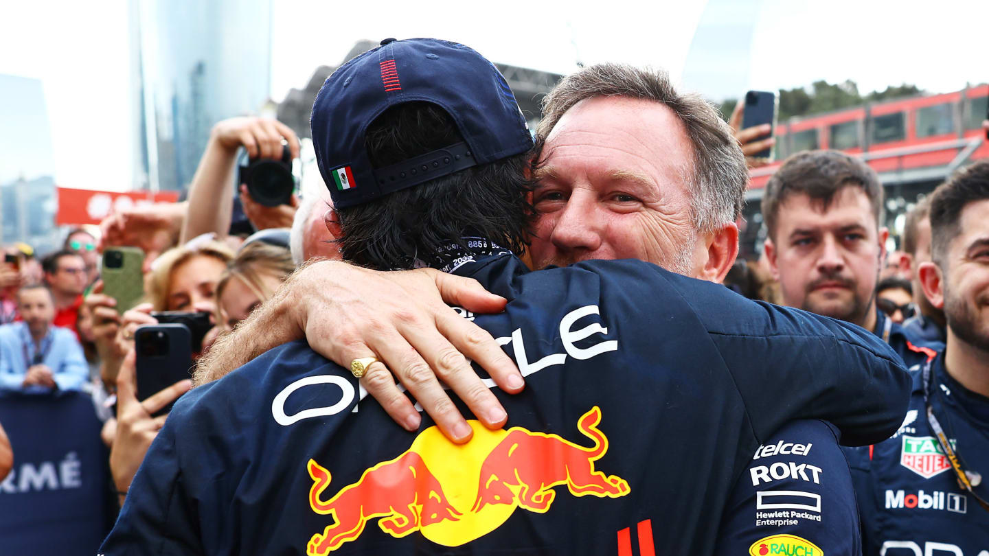 BAKU, AZERBAIJAN - APRIL 30: Race winner Sergio Perez of Mexico and Oracle Red Bull Racing