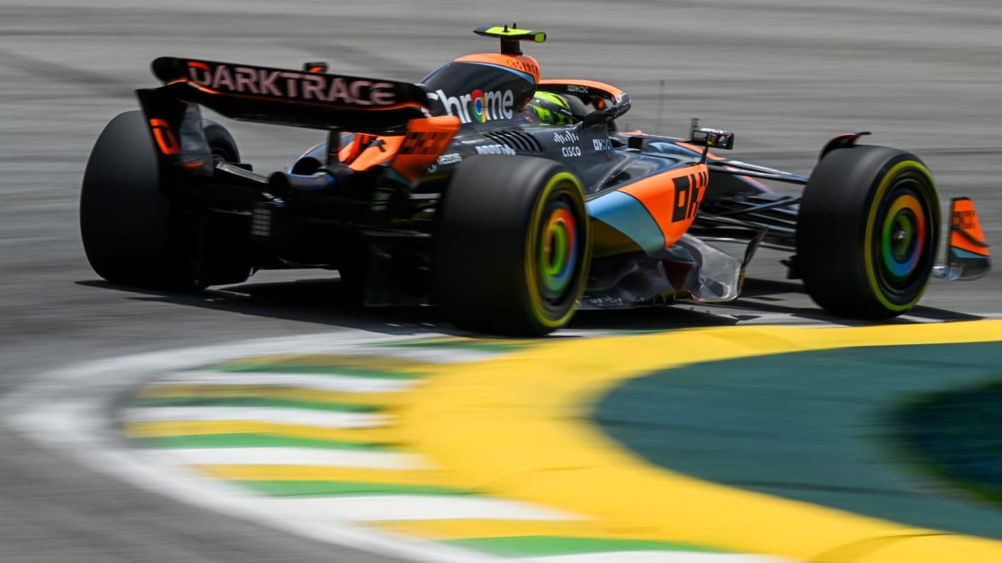 SAO PAULO, BRAZIL - NOVEMBER 04: Pole position qualifier Lando Norris of Great Britain and McLaren