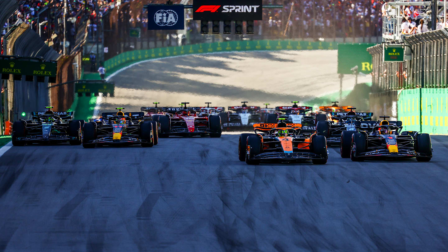 SAO PAULO, BRAZIL - NOVEMBER 04: Max Verstappen of the Netherlands driving the (1) Oracle Red Bull