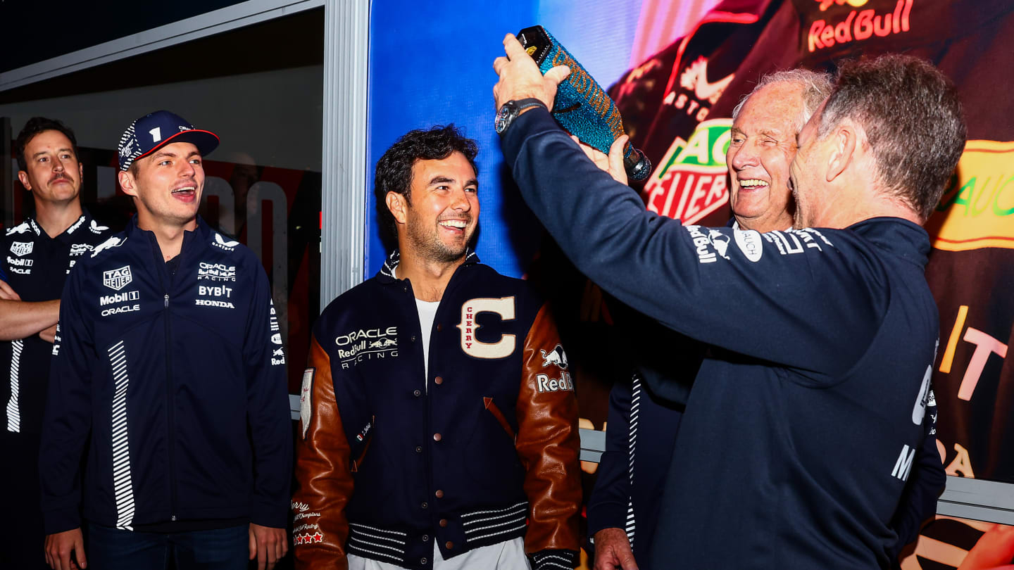 LAS VEGAS, NEVADA - NOVEMBER 16: Red Bull Racing Team Consultant Dr Helmut Marko wishes Red Bull