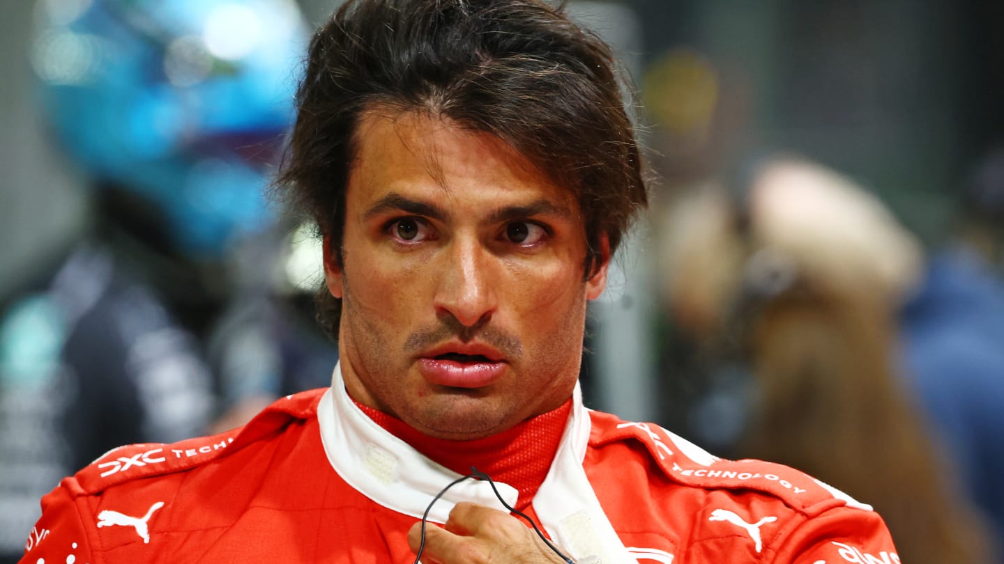 LAS VEGAS, NEVADA - NOVEMBER 18: Second placed qualifier Carlos Sainz of Spain and Ferrari looks on