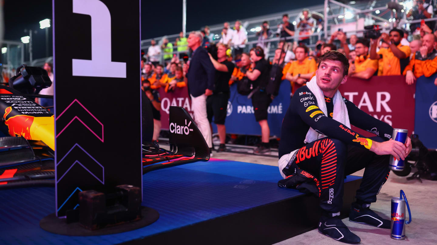 LUSAIL CITY, QATAR - OCTOBER 06: Max Verstappen of the Netherlands driving the (1) Oracle Red Bull