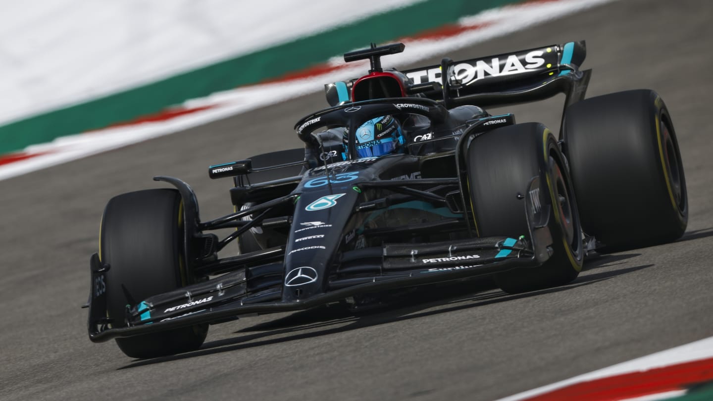 AUSTIN, TEXAS - OCTOBER 21: George Russell of Great Britain driving the (63) Mercedes AMG Petronas