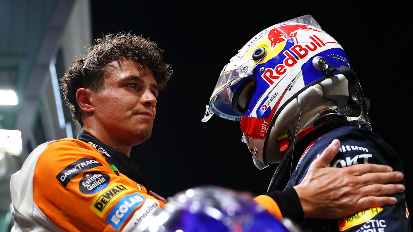 SINGAPORE, SINGAPORE - SEPTEMBER 21: Pole position qualifier Lando Norris of Great Britain and