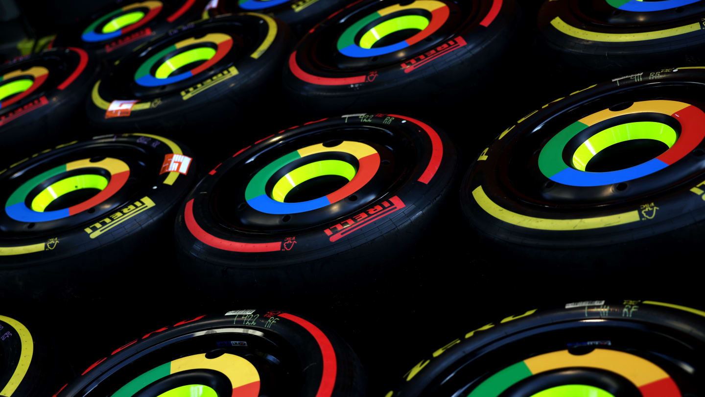 MELBOURNE, AUSTRALIA - MARCH 22: McLaren tyres are seen in the Paddock during practice ahead of the