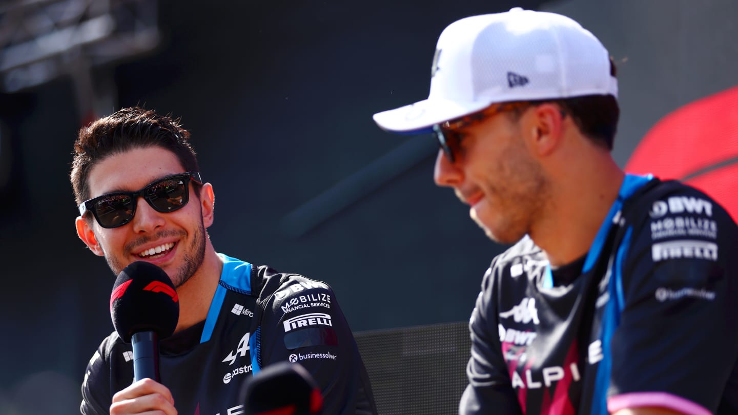 SPIELBERG, AUSTRIA - JUNE 29: Esteban Ocon of France and Alpine F1 and Pierre Gasly of France and