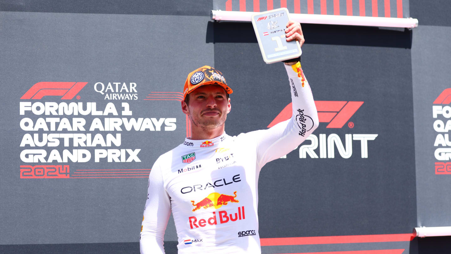 SPIELBERG, AUSTRIA - JUNE 29: Sprint winner Max Verstappen of the Netherlands and Oracle Red Bull
