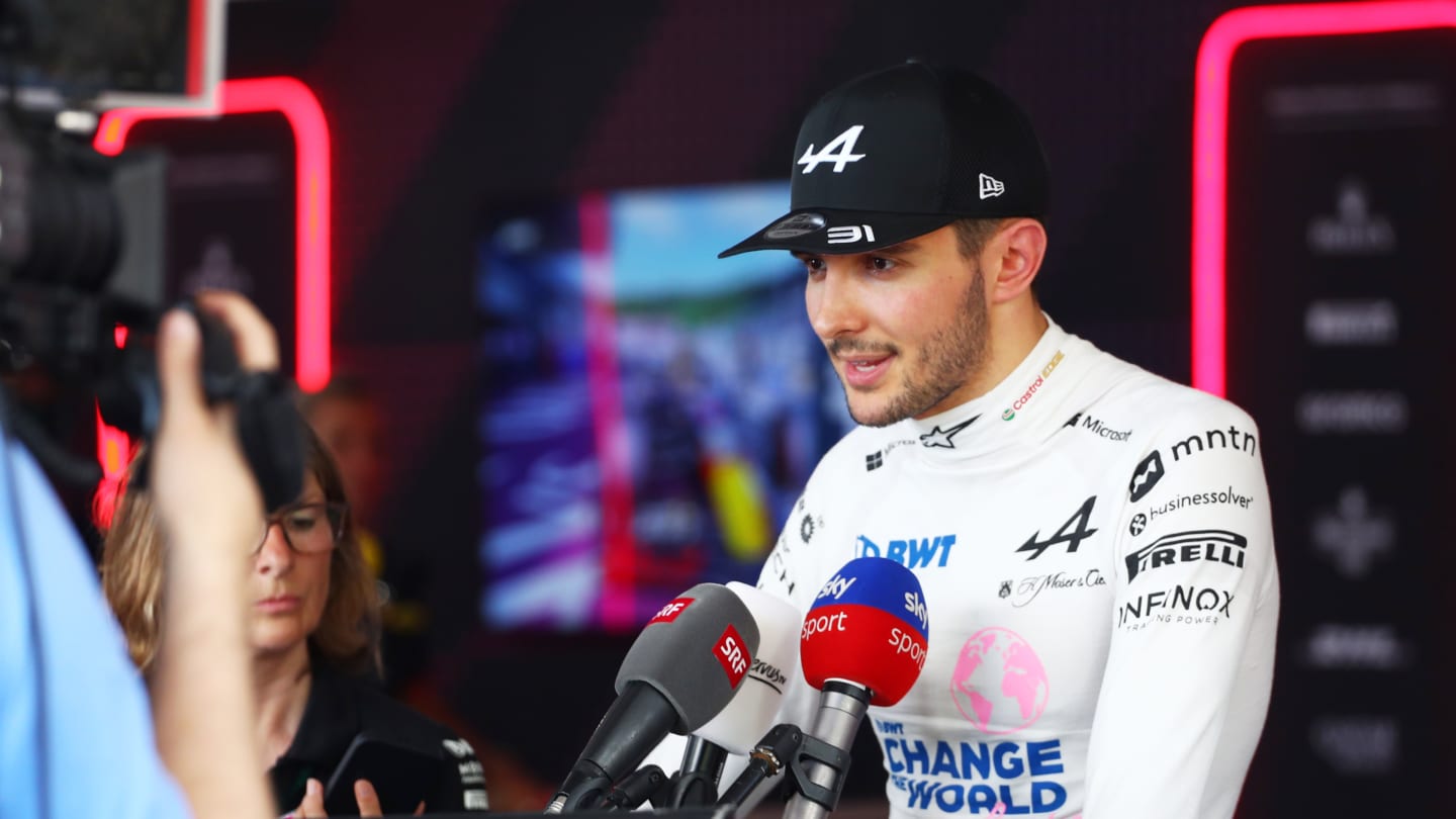 SPIELBERG, AUSTRIA - JUNE 29: 10th placed qualifier Esteban Ocon of France and Alpine F1 talks to