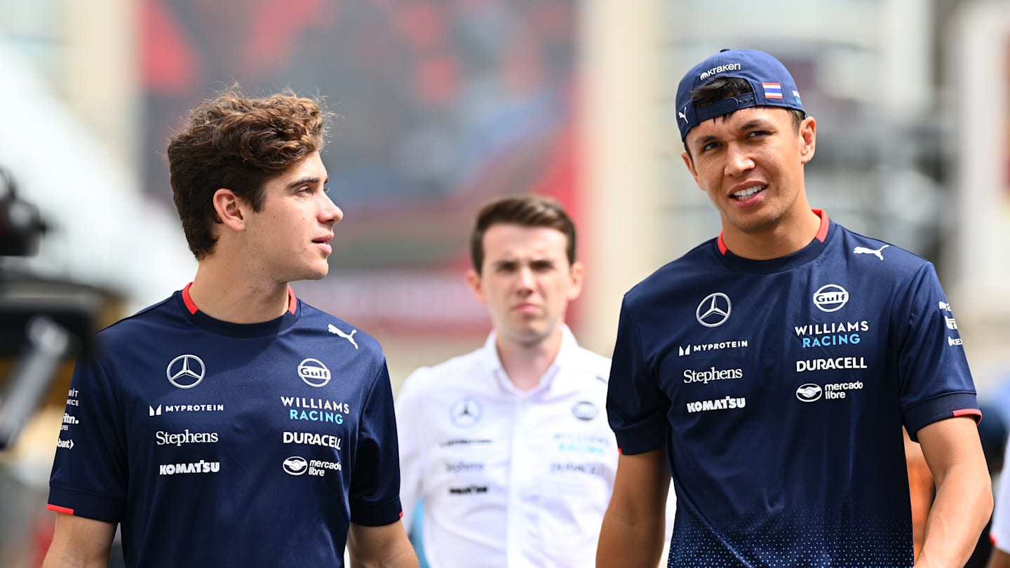 BAKU, AZERBAIJAN - SEPTEMBER 13: Franco Colapinto of Argentina and Williams and Alexander Albon of