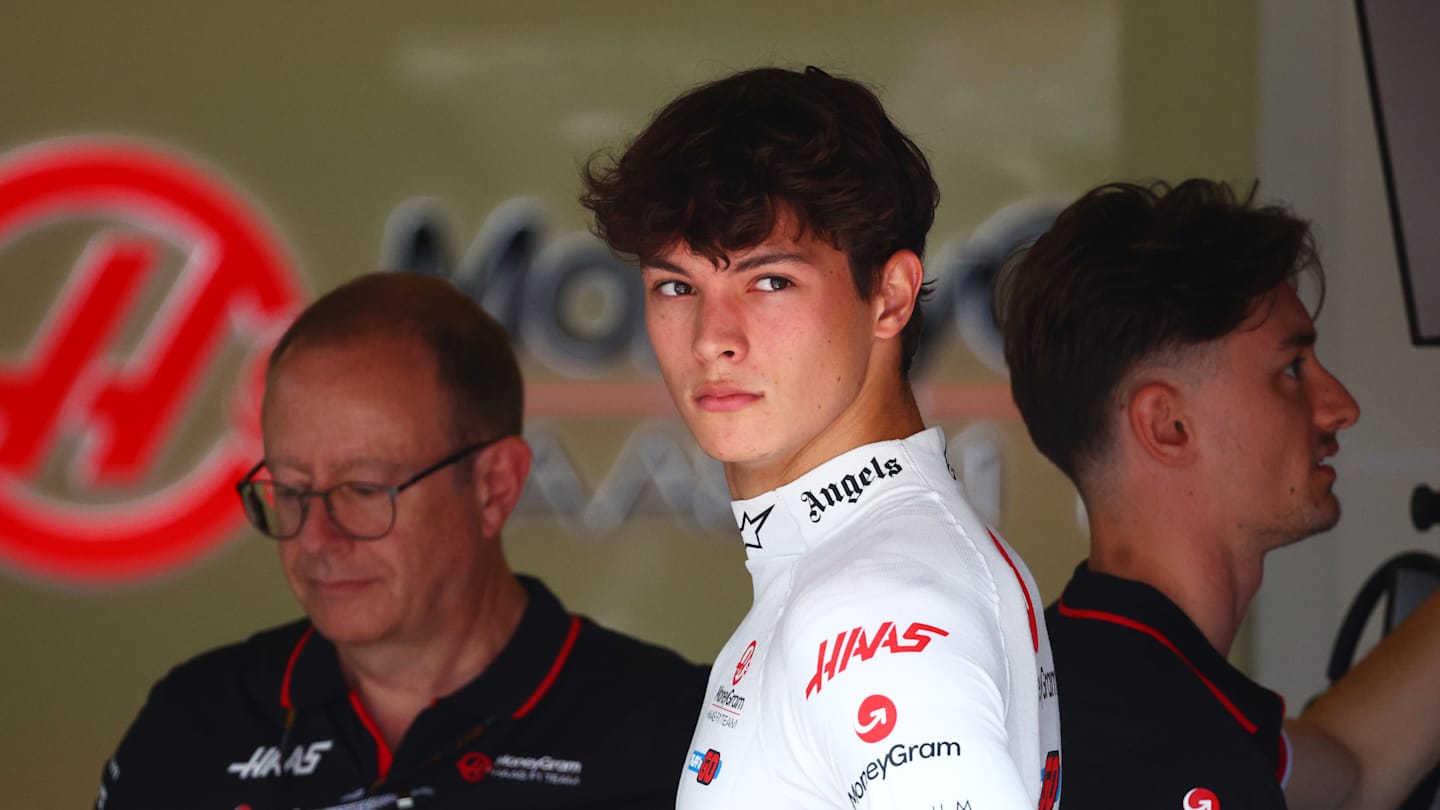 BAKU, AZERBAIJAN - SEPTEMBER 12: Oliver Bearman of Great Britain and Haas F1 looks on in the garage