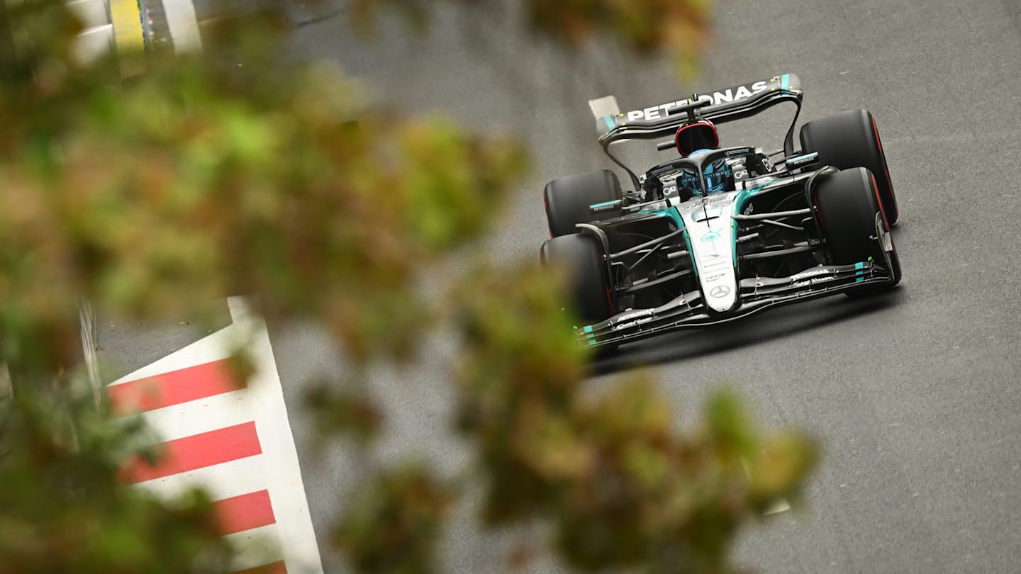 BAKU, AZERBAIJAN - SEPTEMBER 14: George Russell of Great Britain driving the (63) Mercedes AMG