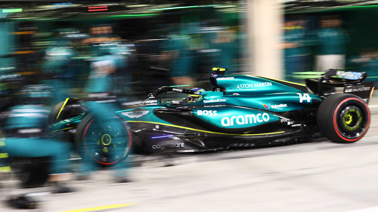 BAHRAIN, BAHRAIN - MARCH 02: Fernando Alonso of Spain driving the (14) Aston Martin AMR24 Mercedes