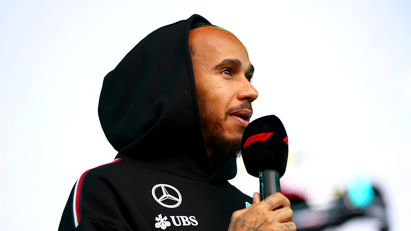 SPA, BELGIUM - JULY 27: Lewis Hamilton of Great Britain and Mercedes talks to the crowd on the fan