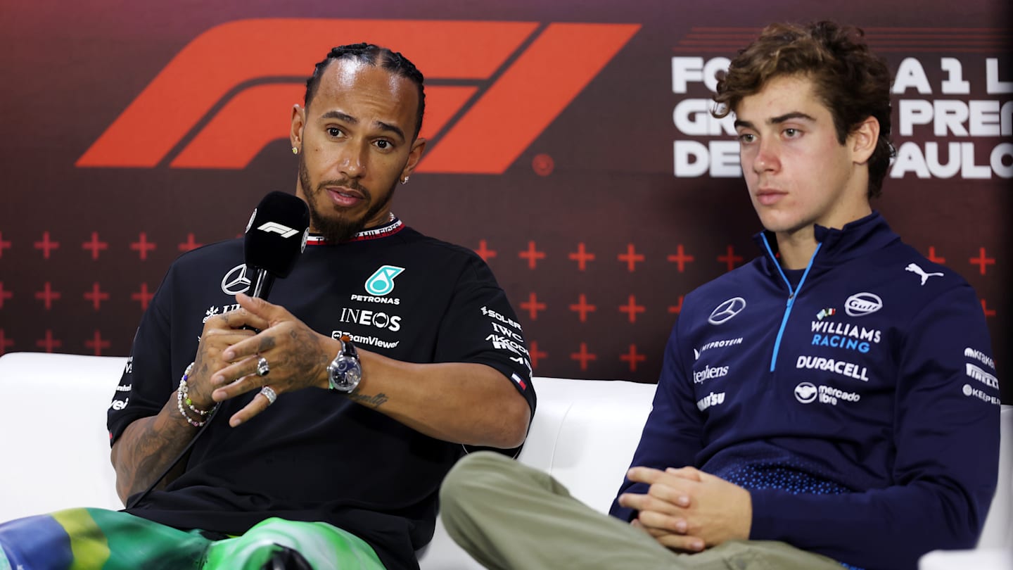 SAO PAULO, BRAZIL - OCTOBER 31: Franco Colapinto of Argentina and Williams looks on in the Paddock