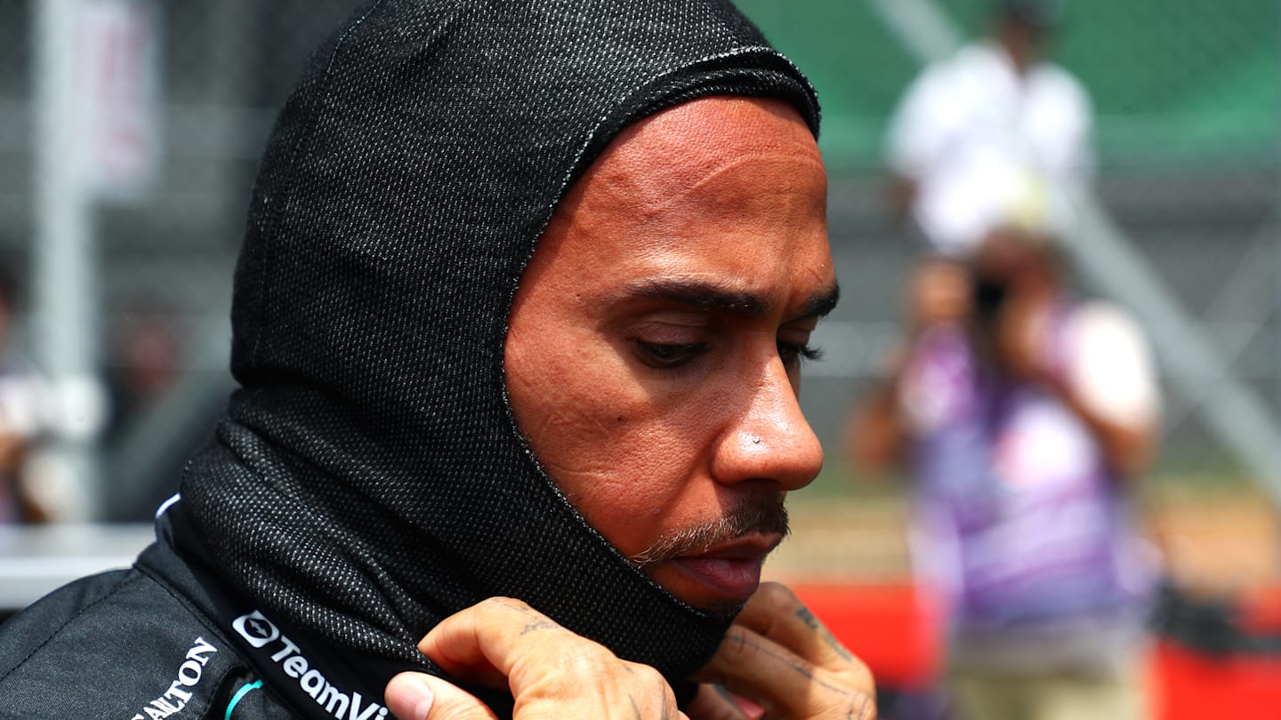 SAO PAULO, BRAZIL - NOVEMBER 02: Lewis Hamilton of Great Britain and Mercedes prepares to drive on