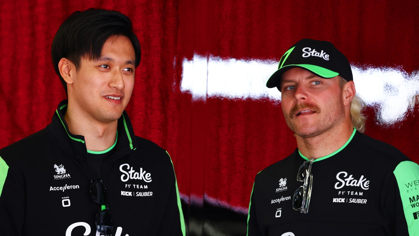 SHANGHAI, CHINA - APRIL 21: Zhou Guanyu of China and Stake F1 Team Kick Sauber and Valtteri Bottas