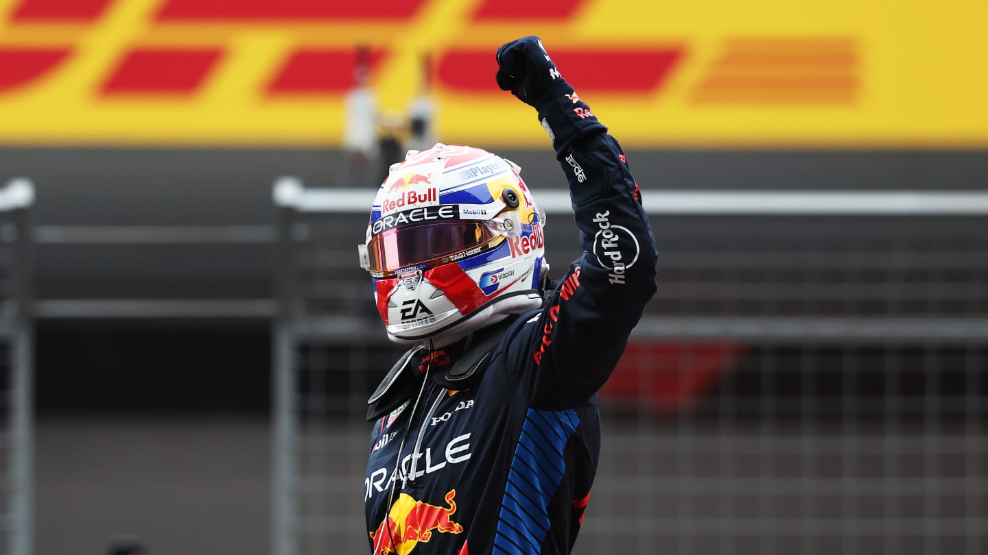 SHANGHAI, CHINA - APRIL 21: Race winner Max Verstappen of the Netherlands and Oracle Red Bull