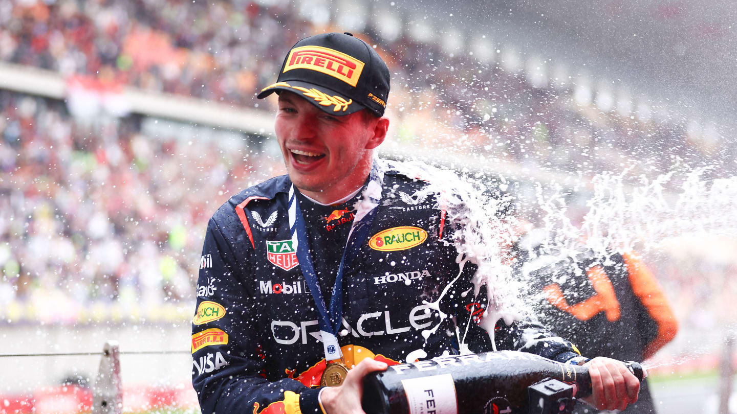 SHANGHAI, CHINA - APRIL 21: Race winner Max Verstappen of the Netherlands and Oracle Red Bull