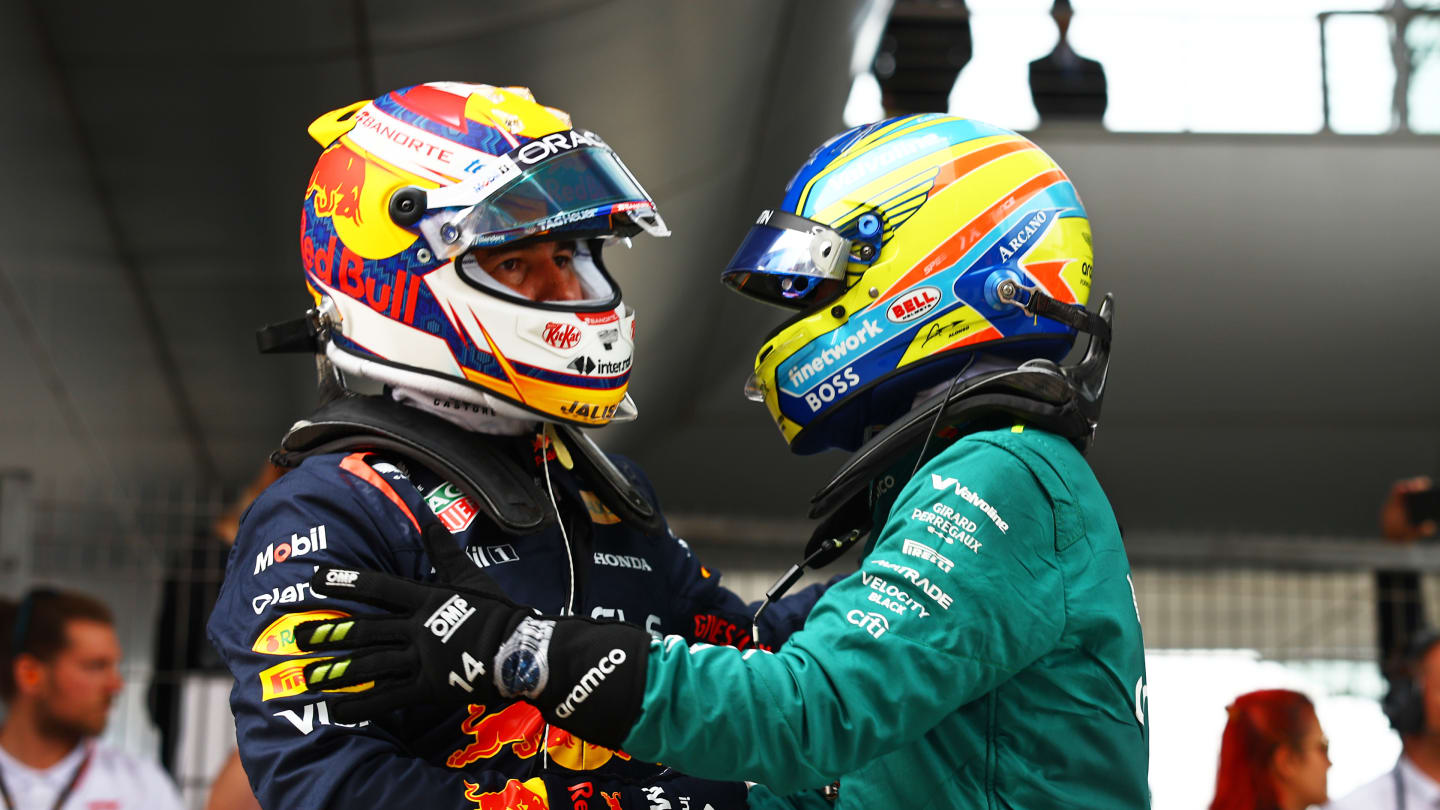 SHANGHAI, CHINA - APRIL 20: Second placed qualifier Sergio Perez of Mexico and Oracle Red Bull