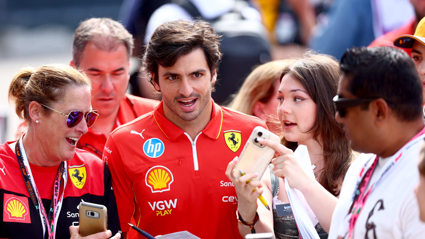 IMOLA, ITALY - MAY 19: Carlos Sainz of Spain and Ferrari walks in the Paddock prior to the F1 Grand