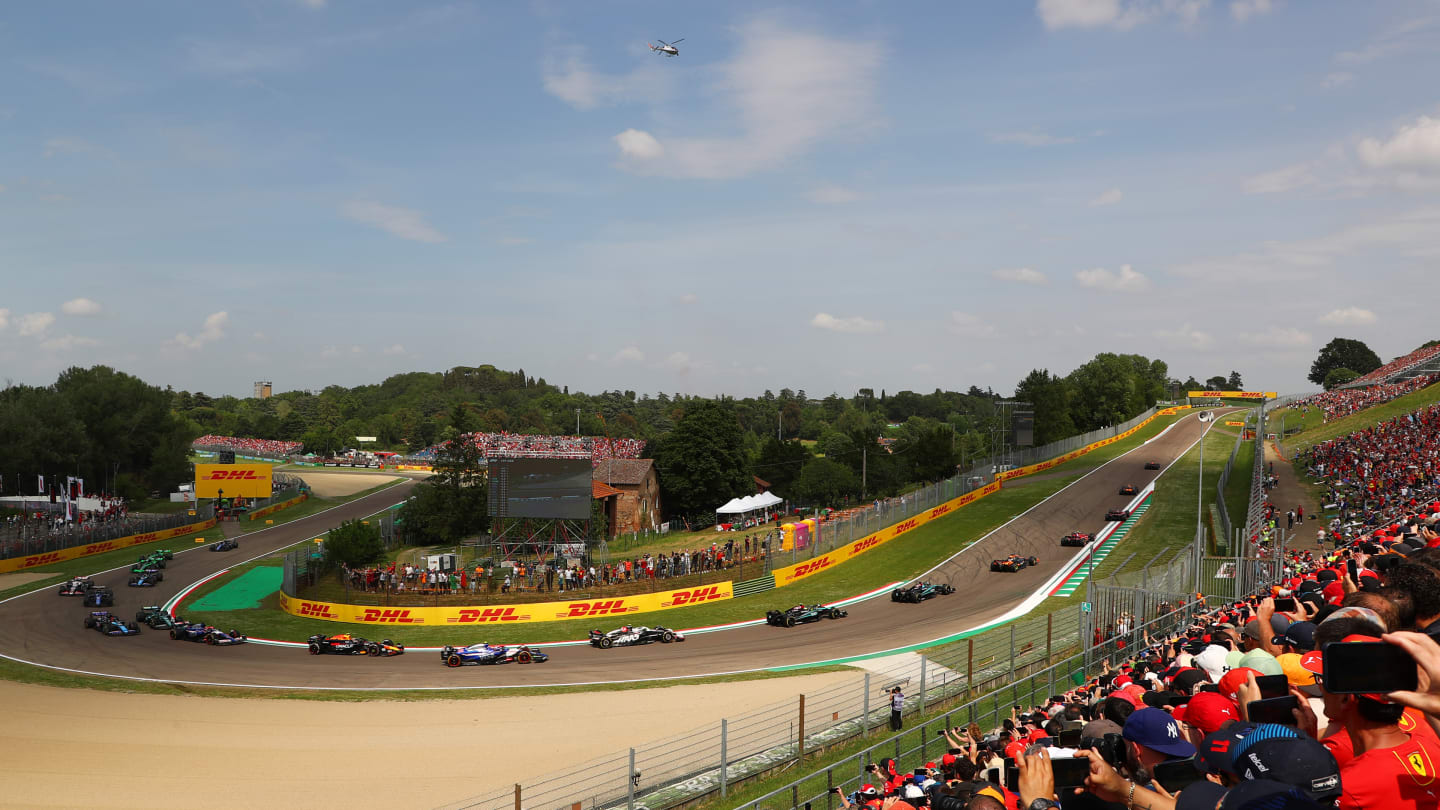 IMOLA, ITALY - MAY 19: A general view as Lewis Hamilton of Great Britain driving the (44) Mercedes