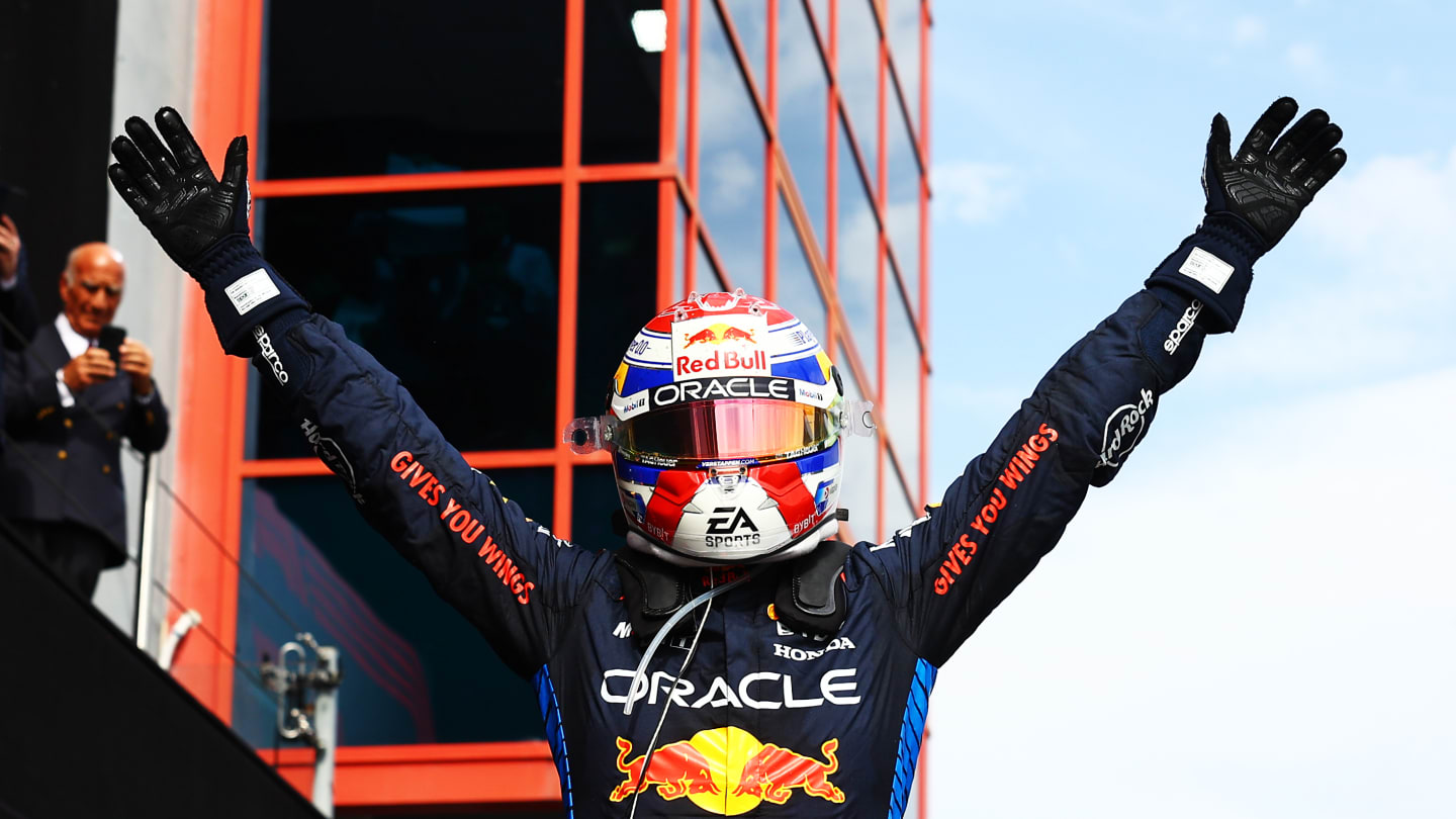 IMOLA, ITALY - MAY 19: Race winner Max Verstappen of the Netherlands and Oracle Red Bull Racing