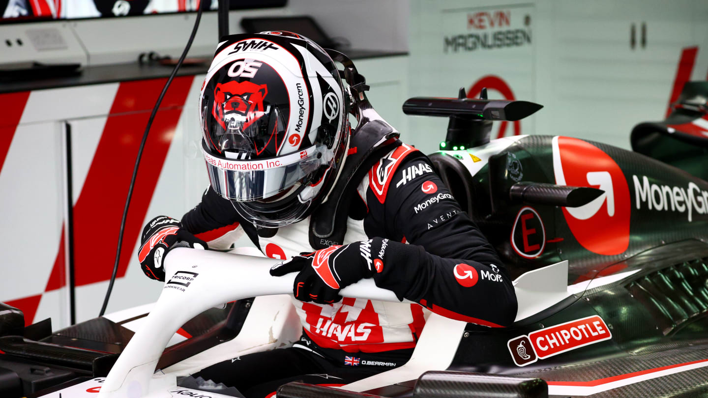 IMOLA, ITALY - MAY 16: Oliver Bearman of Great Britain and Haas F1 has a seat fitting in the garage