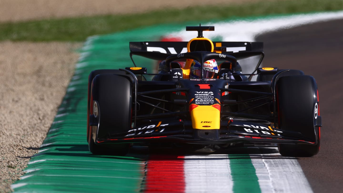 IMOLA, ITALY - MAY 18: Max Verstappen of the Netherlands driving the (1) Oracle Red Bull Racing