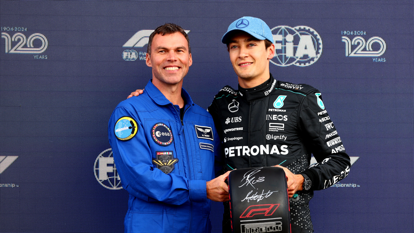 NORTHAMPTON, ENGLAND - JULY 06: Pole position qualifier George Russell of Great Britain and