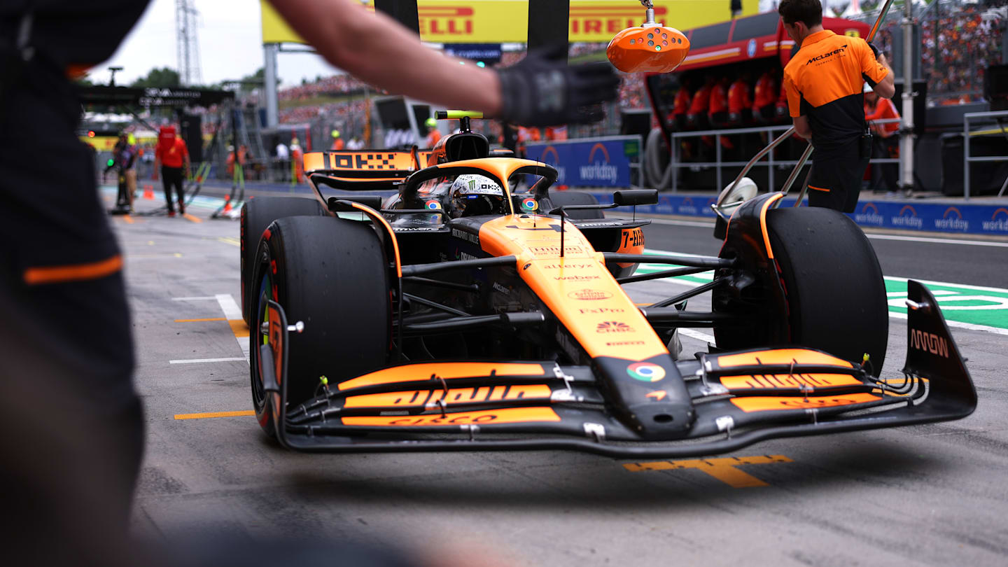 BUDAPEST, HUNGARY - JULY 20: Lando Norris of Great Britain driving the (4) McLaren MCL38 Mercedes