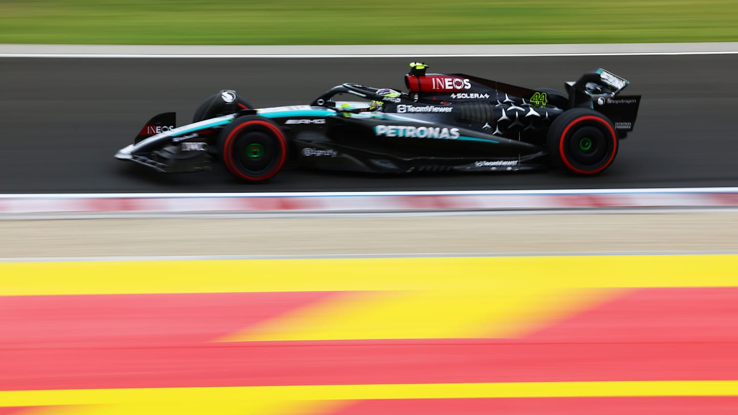 BUDAPEST, HUNGARY - JULY 20: Lewis Hamilton of Great Britain driving the (44) Mercedes AMG Petronas