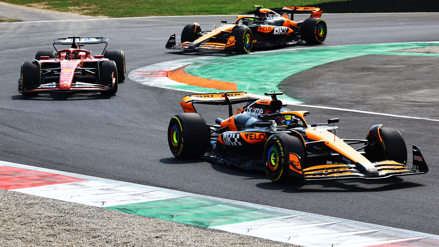 MONZA, ITALY - SEPTEMBER 01: Oscar Piastri of Australia driving the (81) McLaren MCL38 Mercedes