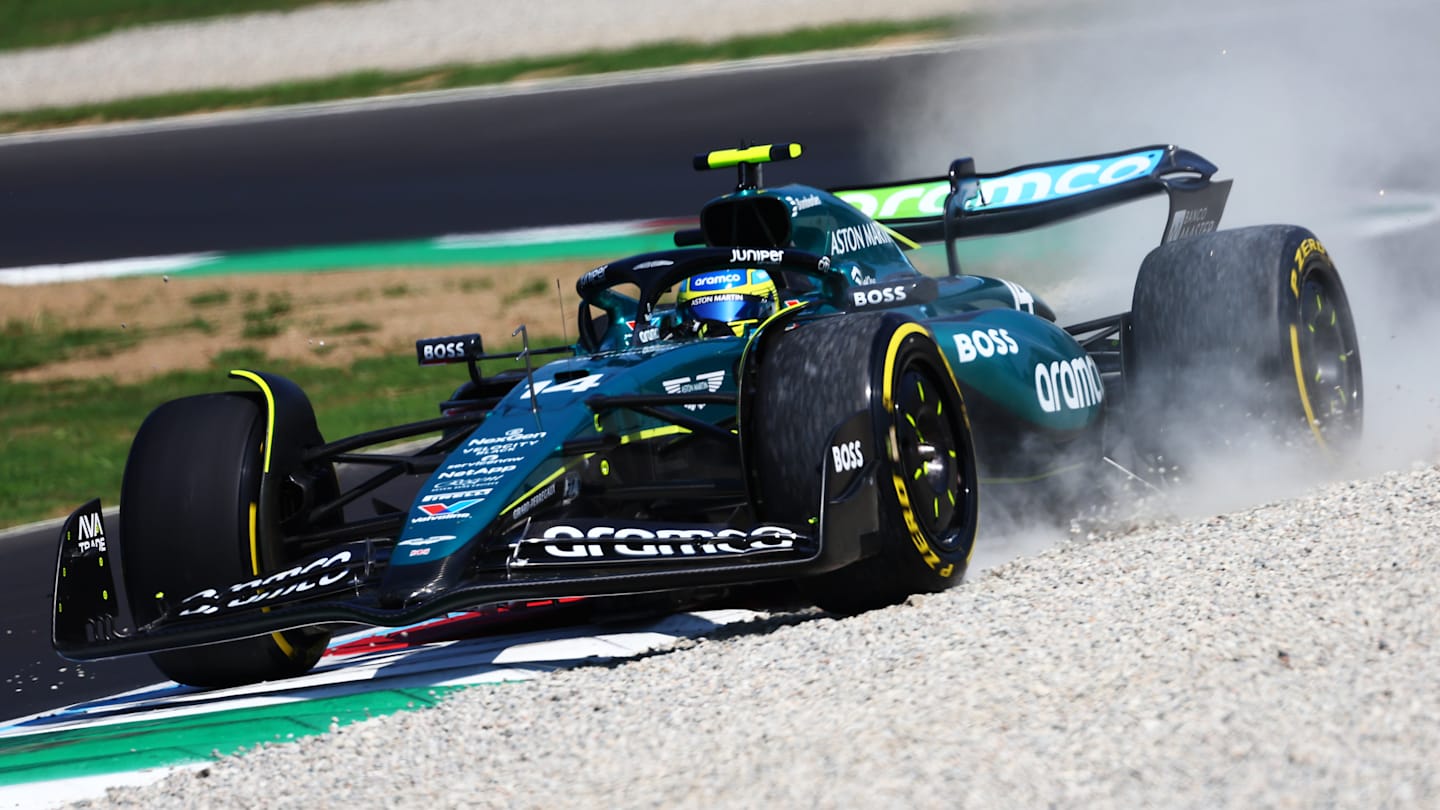 MONZA, ITALY - AUGUST 30: Fernando Alonso of Spain driving the (14) Aston Martin AMR24 Mercedes